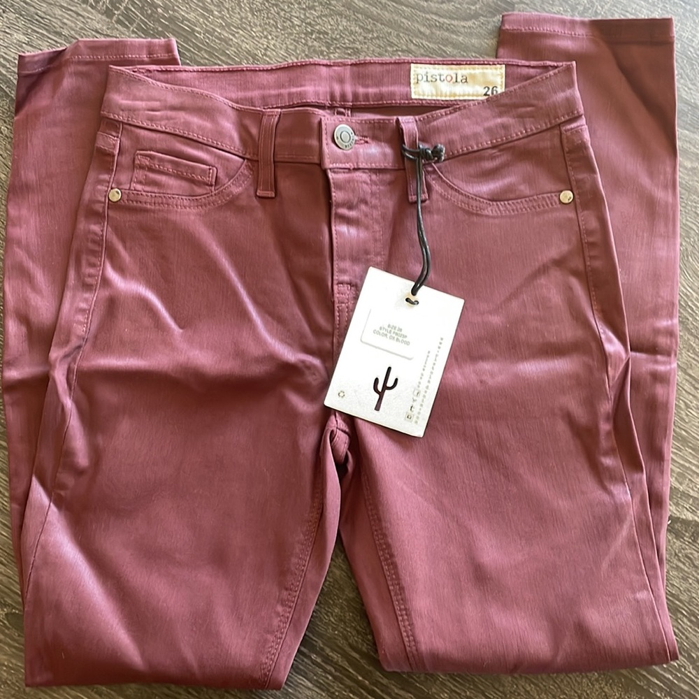 Pistola Maroon Coated Skinny Jeans Women’s 26 NEW